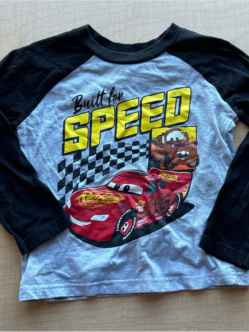 Disney Pixar Cars "Built for Speed" Lightening McQueen & Mater T-shirt Size 4T